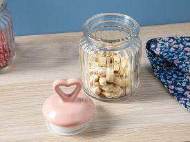 Mini Heart Glass Jar 260 ml Pink