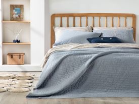 Ancient Stripe Double Person Bed Quilt Set 240X260 Cm Blue