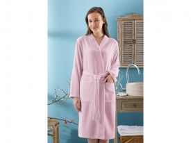 Plain Cotton Women's Bathrobe L-XL Light Pink