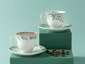 Blatt Porcelain 4-Piece Coffee Cup Set for 2 People 80 ml Green