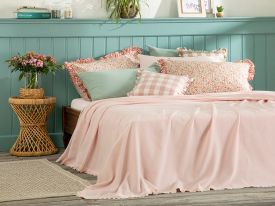 Elegancy Scalloped Double Person Summer Blanket 200x220 cm Pink