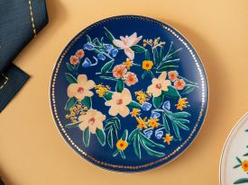 Flower Spree Porcelain Cake Plate 20 Cm Dark Blue