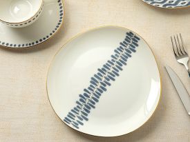Coastal Stripe Porcelain Cake Plate 20 Cm Blue-White