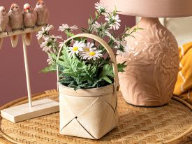Daisy Bouquet Green Artificial Flower In Vase 16x16x24 Cm White