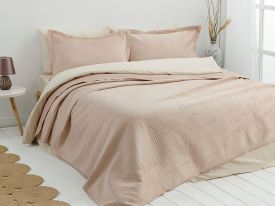 Soft Velvet Multipurpose Bedspread Set Double Size 240x260 Cm Powder