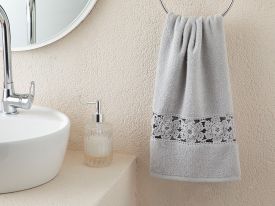 Crochet Rose Face Towel 50x80 Cm Light Gray