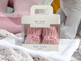 Soft Knitwear Bowtie Baby Socks 6-12 Age Rose Color