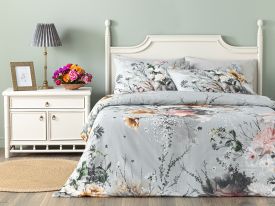 Flower Heaven Digital Printed Soft Cotton Double Person Duvet Cover Set 200x220 cm Gray