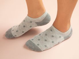 Fitted Dot Cotton Women Sneaker Socks 36-40 Gray