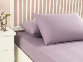 Plain Cotton For One Person Fitted Sheet Set 100x200 Cm Lilac
