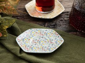 Flowery Porcelain Tea Plate 12 cm Colorful