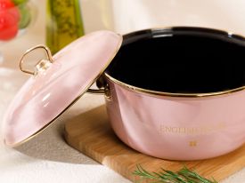 Rosalinda Enameled Sauce pan For Frying 22 Cm Pink