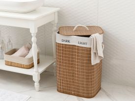 Urbann Bamboo Foldable Two-Compartment Laundry Basket 40x30x60 cm Brown
