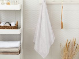 Leafy Bamboo Bath Towel 70x140 Cm White