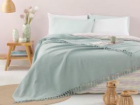 Crimped Woven Double Size Bed Cover 240x260 Cm Celadon