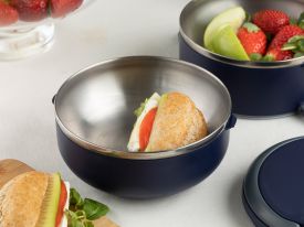 Basic Stainless Steel Leakproof Lunch Box 2 Piece 1.5 Lt Navy Blue