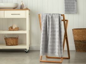 Adorn Cottony Fringed Bath Towel 70x140 Cm Gray