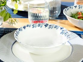 Porcelain Soup Bowl 16 Cm White-blue