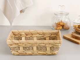Audrey Wicker Rectangular Bread Basket 19x25.5x8 Cm Beige