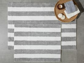 Bold Stripe Striped Cotton Bath Mat Set 60X90Cm+50X60Cm Ecru-Gray