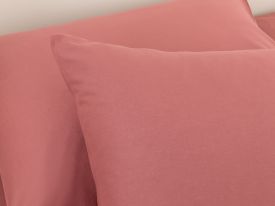 Plain Cotton Fitted Bed Sheet Set Double Size 160x200 Cm Dark Dusty Rose