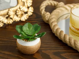 Succulent Ball Vase Artificial Flower 7.5x7.5x8.5 Cm Green