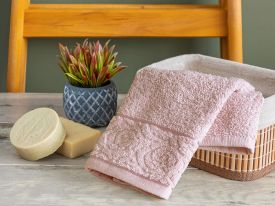 Rosa Stripe Jacquard Hand Towel 30x40 Cm Nude
