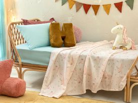 Little Unicorn Printed Kids Summer Blanket 150x200 Cm Pink