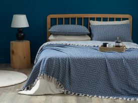 Bed Quilt Set 240x260 Cm Dark Blue
