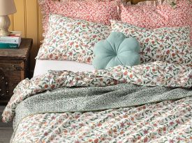 Spring Blossom Pamuk For One Person Duvet Cover Set 160X220 Cm Light Pink