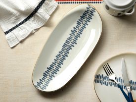 Coastal Stripe Porcelain Platter 31 Cm Blue-White