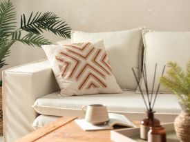 Orva Punch Embroided Cover Throw Pillows 45x45 Cm Natural
