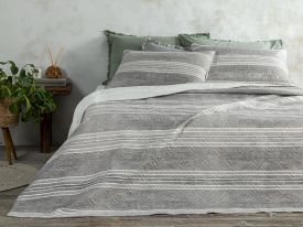Rare Stripes Multipurpose King Size Bed Quilt Set 240x220 cm Beige