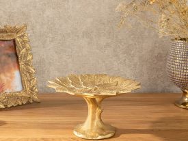 Pure Leaves Decorative Plate 18.5x18.5x10.8 Cm Gold