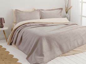 Soft Velvet Multipurpose Bedspread Set Double Size 240x260 Cm Damson