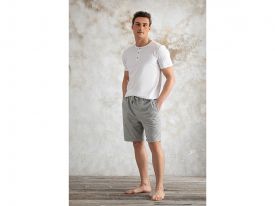 Cool Basic Combed Cotton Men's Pajama Set XL Gray