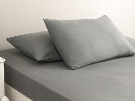 Plain Cotton Bed Sheet Double Size 240x260 Cm Stone