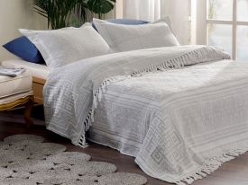 Jacquard Weave Double Person Bed Quilt Set 240x260 Cm Gray