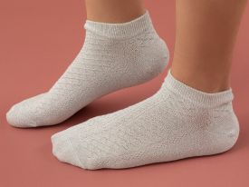 Glam Silicone Woman Ankle Socks 36-40 Silver