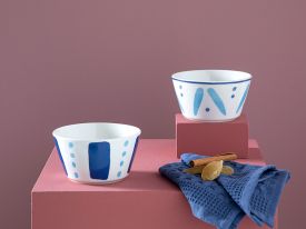 Dainty Stripes Bone Porcelain 2 Set Bowl 11 Cm Blue