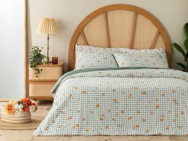 Bloom Check Cotton Double Person Duvet Cover Set 200x220 cm Green