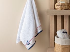 Embroidered Face Towel 50x80 Cm White