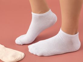 Melissa Cotton Women's 2-Pack Ankle Socks 36-40 Light Tan-White