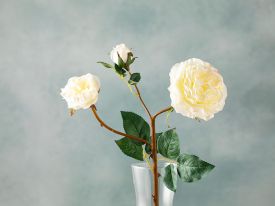 Autumn Rose Single Branch Artificial Flower 52 Cm White