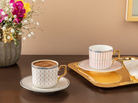 Rabecca Porcelain 2 Set Coffee Cup Set 90 ML Pink