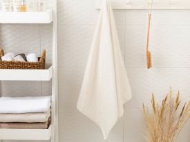 Leafy Bamboo Bath Towel 70x140 Cm Cream