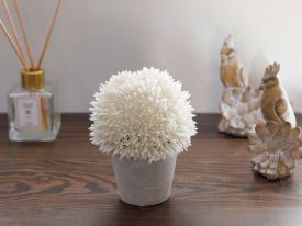 Flower Bunch Artificial Flower With Ceramic Vase 11x11x14 Cm White