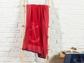Anchor Jacquard Beach Towel 70x140 Cm Red