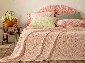 Floweret Printed Double Person Summer Blanket 200x220 cm Amber-Pink