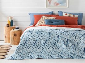 Batik Leaves For One Person Multi-Purposed Quilt 160X220 Cm Dark Blue